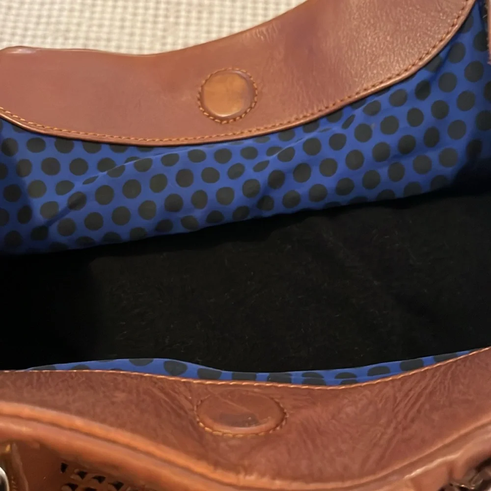 Rebecca Minkoff Cognac Tan Brown Leather Satchel Laptop Carry On Tote Bag Purse